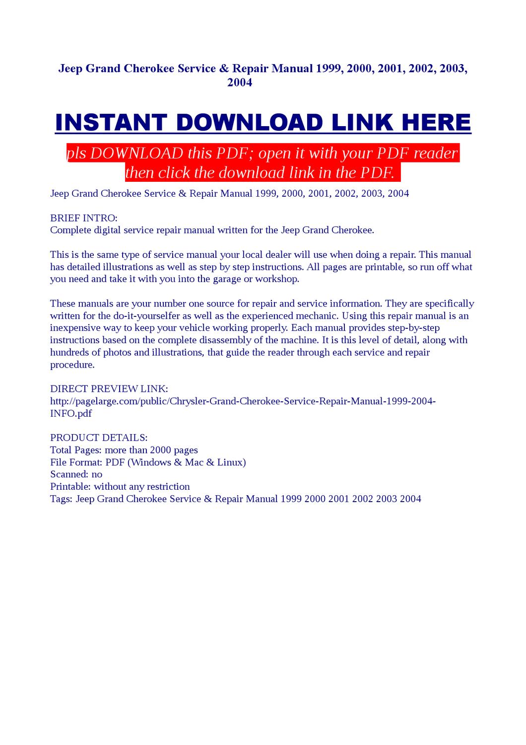 2004 grand cherokee service manual download honda